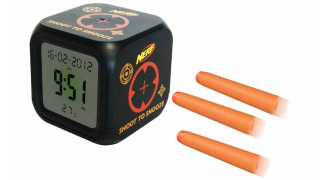 Illustration for article titled Dart Silenced Alarm Clock Is A Great Excuse To Sleep With a Nerf Gun Under Your Pillow
